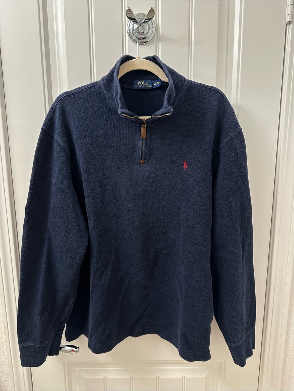 Polo by Ralph Lauren Navy Blue Quarter-Zip Pullover with Red Logo